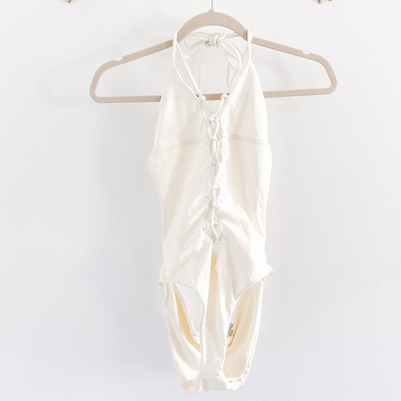 Tularosa Other - Tularosa Revolve Lace Up White One Piece Swimsuit